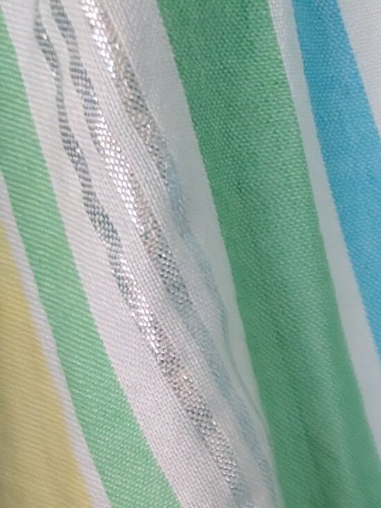 Talbots Womens Cotton Striped Metallic Beachy Loose Tunic Blue Green Yellow L - Picture 7 of 7